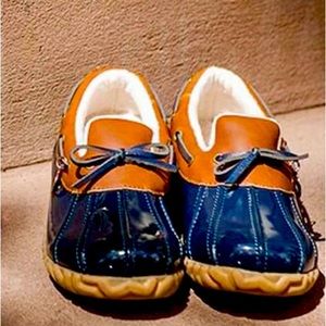 SPORTO “Patty” in Navy Water Resistant Round Toe Block Heel Slip On Duck Boots